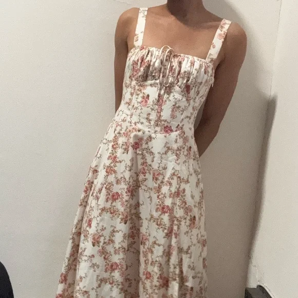 Commense Brown Ruched Slit Sundress - Picture 5 of 6